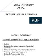 Analytical Chemistry CT 104 Lecturer: Mrs N. P. Zinyama