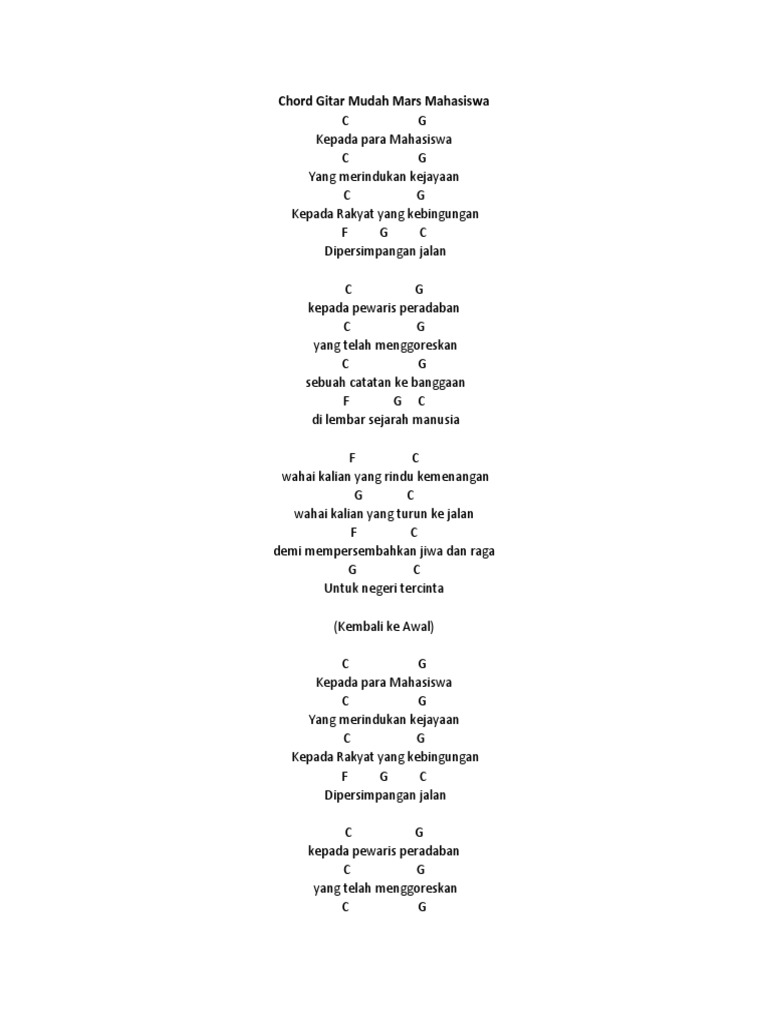 Chord Gitar Mudah Mars Mahasiswa Pdf