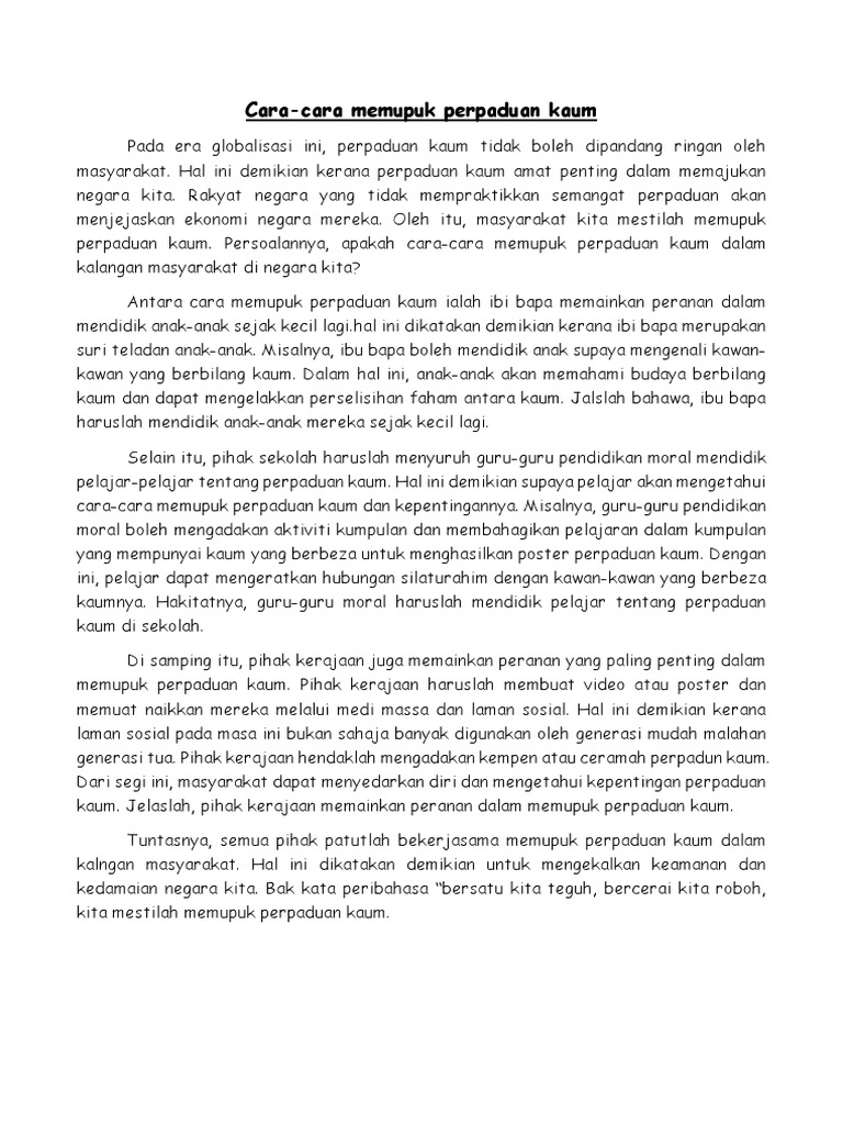 Peribahasa perpaduan kaum