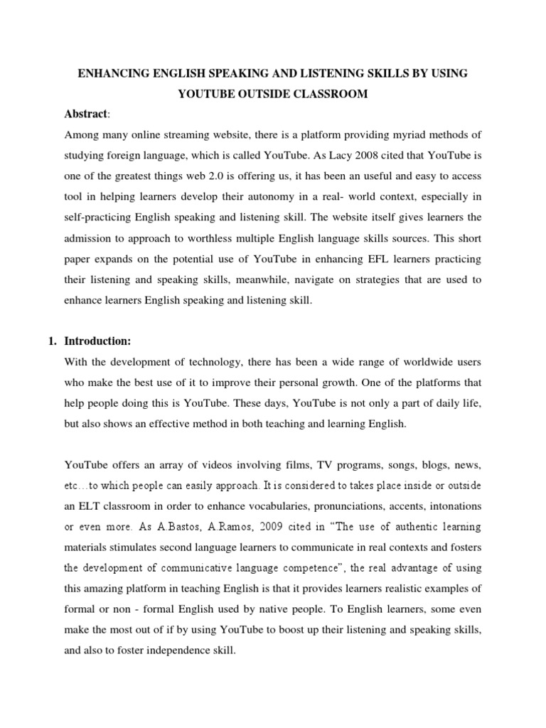 Enhancing English Speaking And Listening Skills By Using