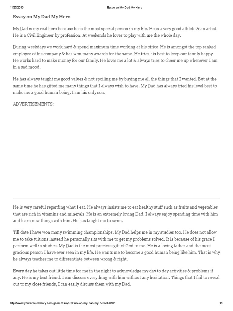 my dad my hero essay