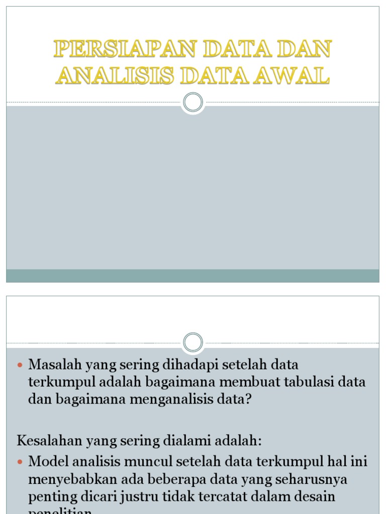 Persiapan Data Dan Analisis Data Awal Pdf