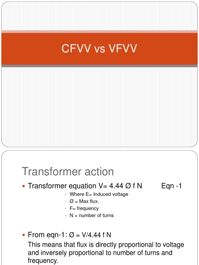 CFVV vs VFVV Transformer Control Methods | PDF | Technology & Engineering