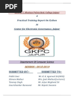 Center For Electronic Governance, Jaipur: A Practical Training Report On Python at