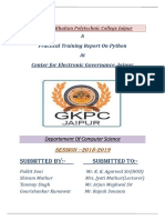 Center For Electronic Governance, Jaipur: A Practical Training Report On Python at