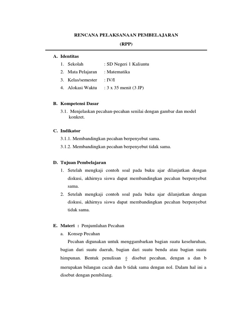 Hari 2 Rpp Matematika Kelas Iv