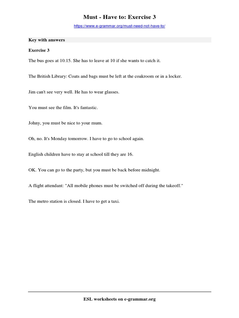 Must Have To Exercise 3 Key Pdf