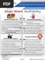 Monthly Management Message Stop Work Authority