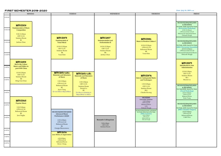 2019-2020 Music Course Schedule | PDF | Qualia | Musicology