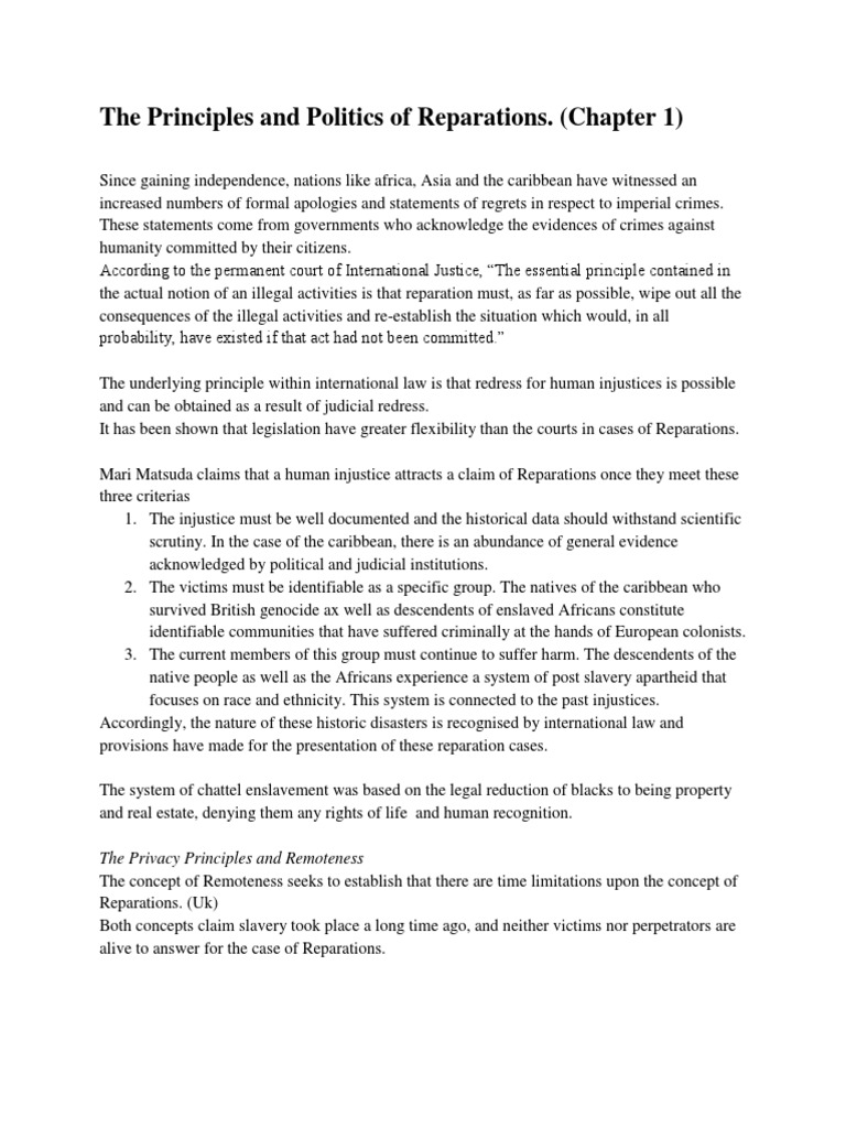 The Principles and Politics of Reparations. (Chapter 1) | PDF | Slavery ...