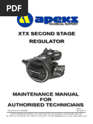 Apeks Service Manual Xtx 2 Valve Equipment