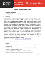 Plano de Aprendizagem de Aprendizagem Do Curso O Papel Do Fiscal Na Administração Pública