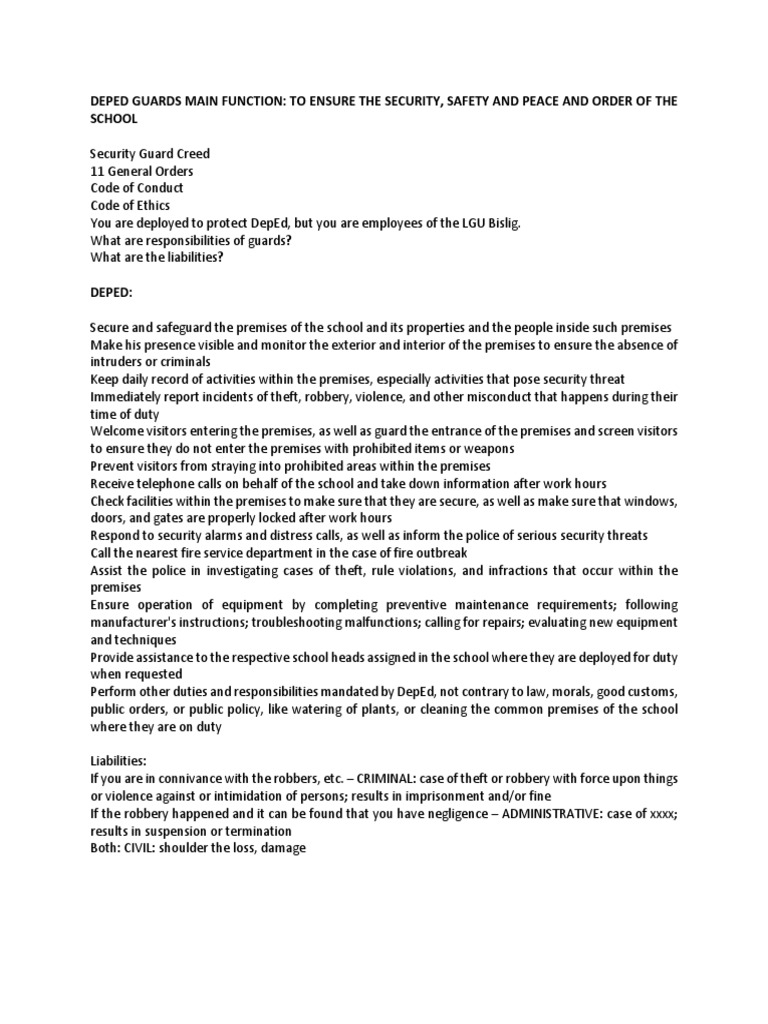 Security Guard Duties and Responsibilities | PDF | Security Guard | Police
