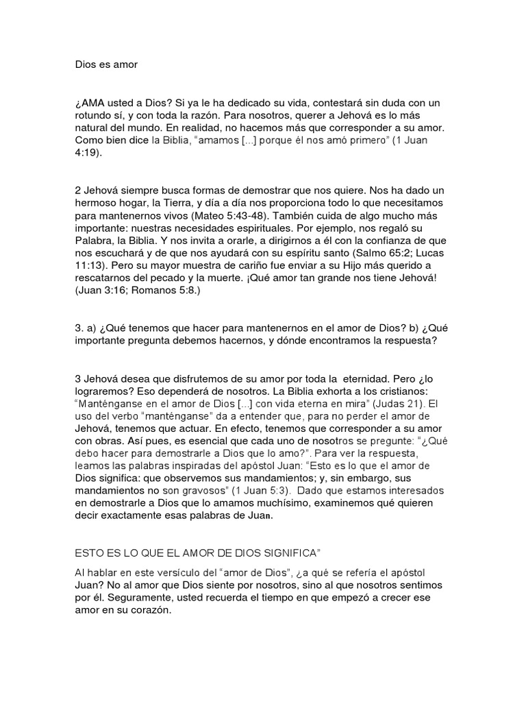 El Amor de Dios en la Biblia | PDF | Jehová | Primera epístola de Juan