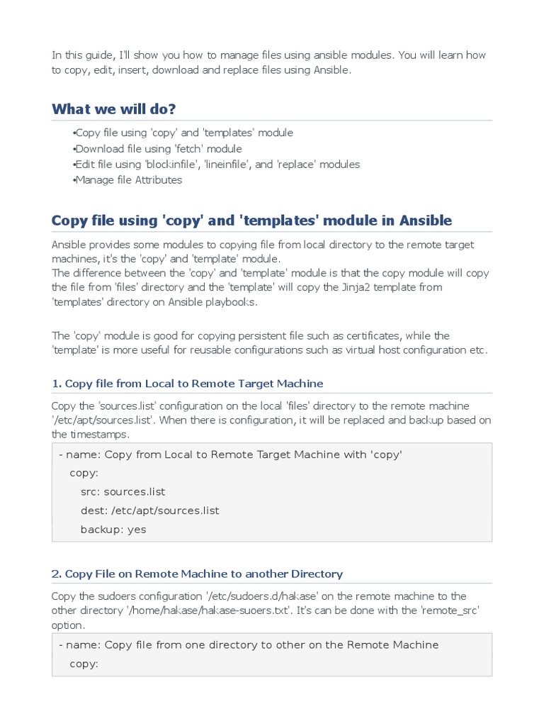 Managing Files with Ansible Modules | PDF | Regular Expression ...
