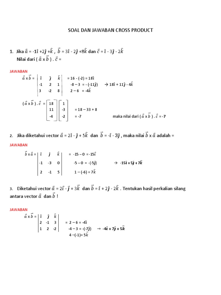 Soal Dan Jawaban Cross Product