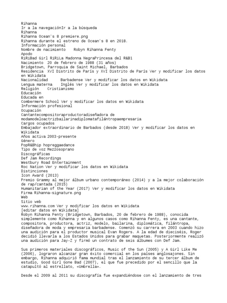 Rihanna Biography | Biografía Template, image size:768x1024