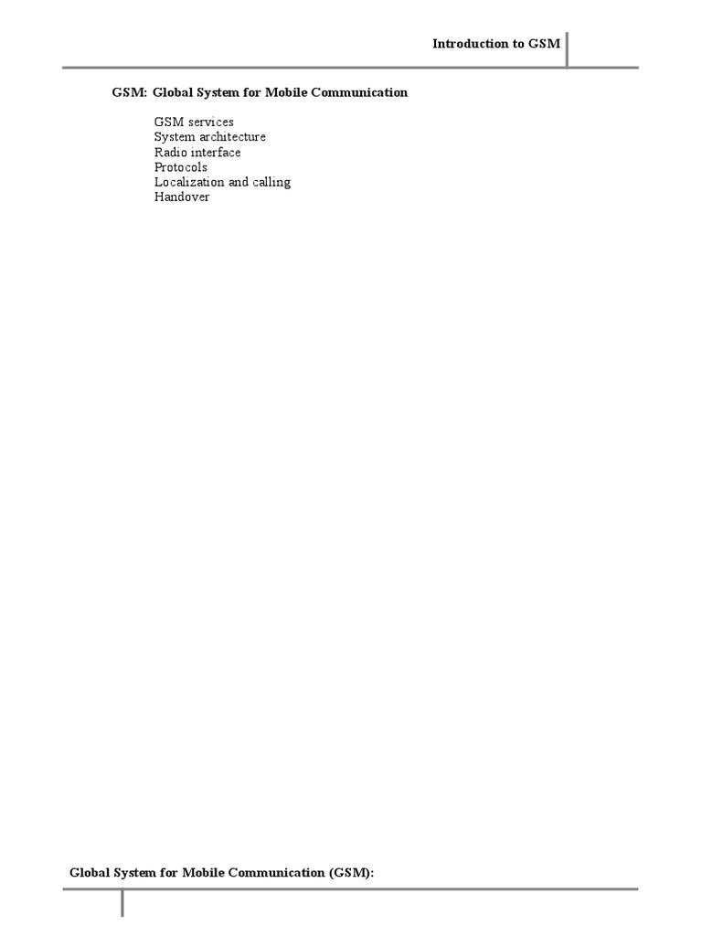 Overview of GSM Architecture and Services | PDF | Mobile ...