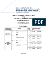 Computer-Based Examination FOR Foundation Programme (SYLLABUS - 2017) DECEMBER, 2018 Time-Table
