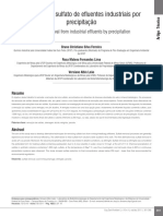 Remoção de Sulfato de Efluentes Industriais Por Precipitação