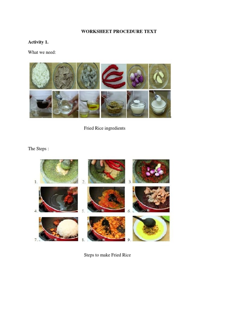 Worksheet Procedure Text | PDF | Food Ingredients | Western Cuisine
