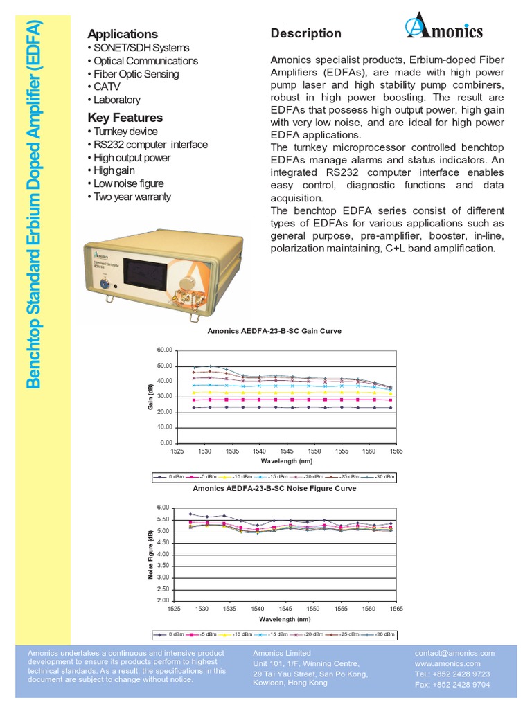Benchtop Erbium-Doped Fiber Amplifiers | PDF | Information And ...