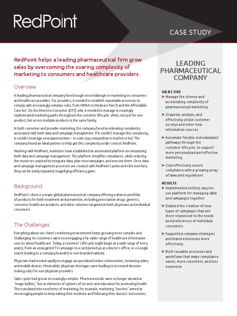RedPoint Pharma Case Study 0914 PRINT | PDF | Marketing | Automation