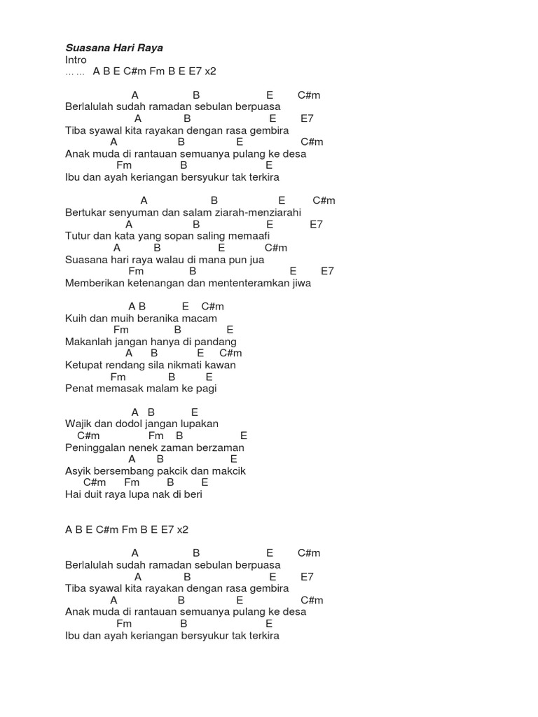 Chord Lagu Suasana Hari Raya | PDF