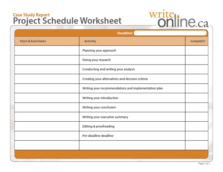 Project Schedule Worksheet: Case Study Report | PDF