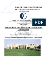 Department of Civil Engineering: 2015-2016 Hydraulics and Hydraulic Machinery Course File