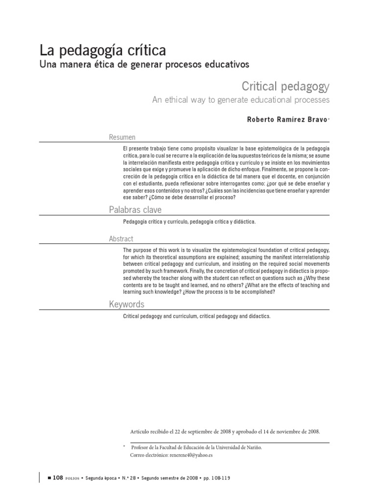 Pedagoga Crtica PDF | PDF | Plan de estudios | Conocimiento