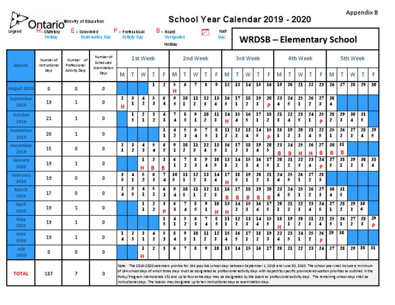 Day Cycle School Calendar 19