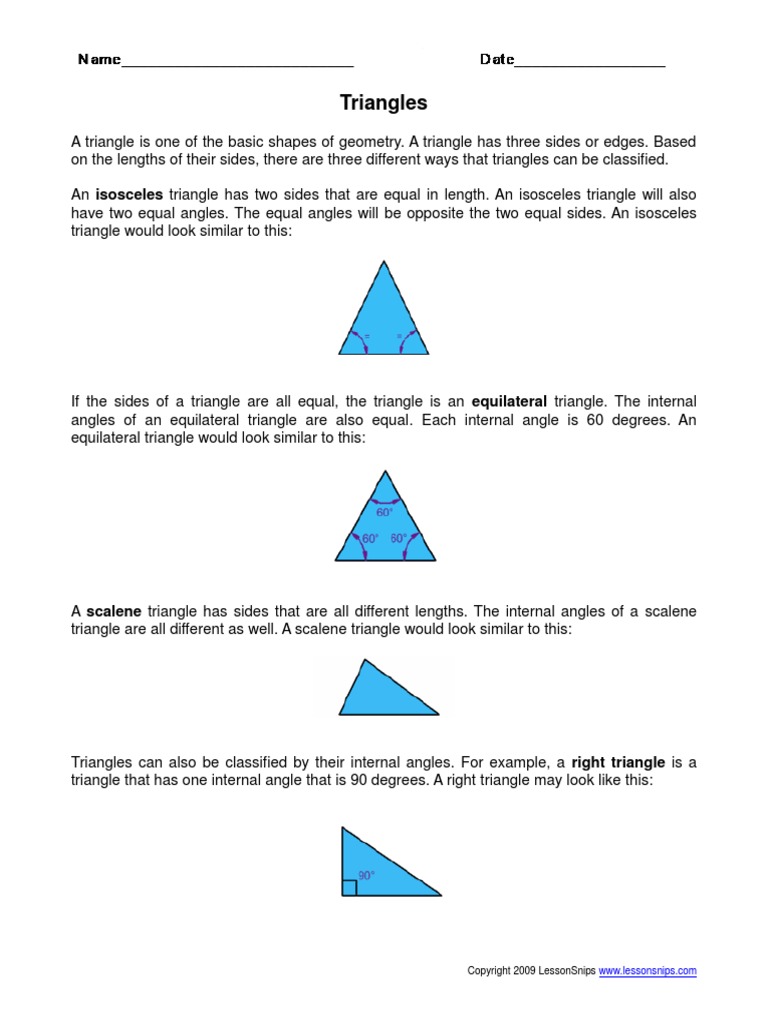 Triangle Lesson Plan PDF Triangle Polytopes