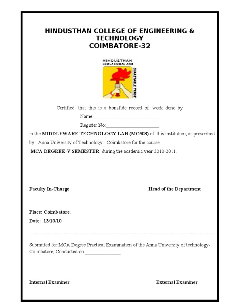 Middleware Technology Lab Certificate | PDF