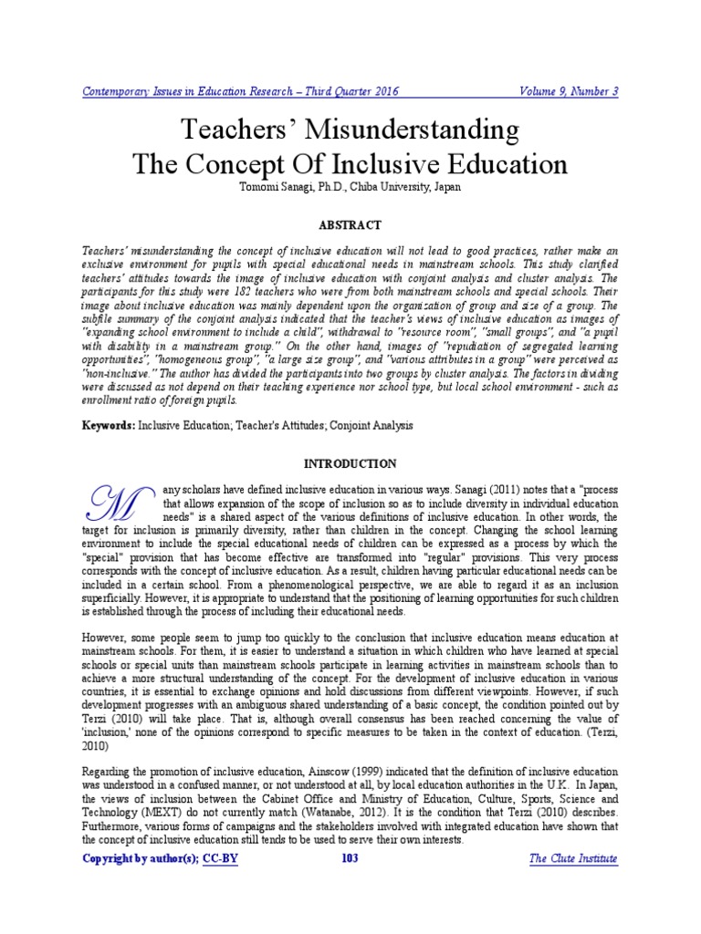 Concept of Inclusive Education | PDF | Inclusion (Education) | Survey ...