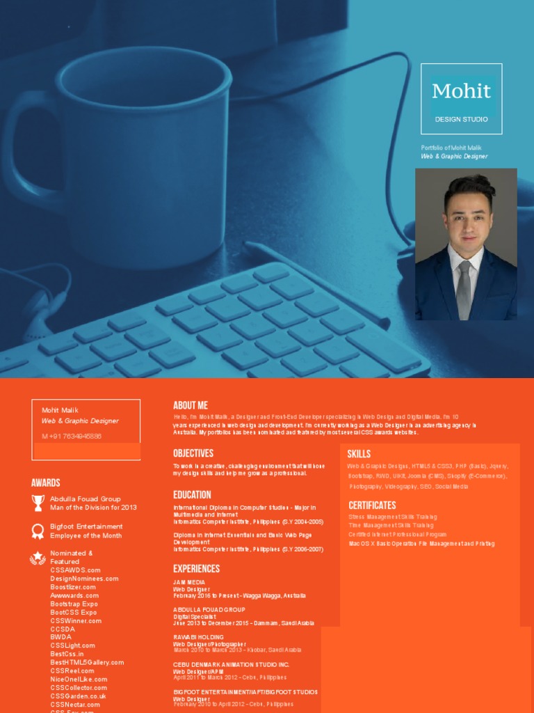 Mohit Malik Web Developer Portfolio Pdf Web Design Graphic Design