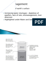 Water-70% of Earth's Surface Many Uses Increasing Water Shortages - Depletion of Aquifers, Lack of Rain, Mismanagement, River Diversion Highlighted Under Water and Sanitation