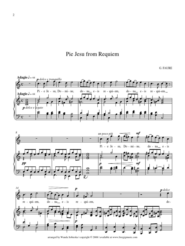 Pie Jesu Requiem Faure PDF
