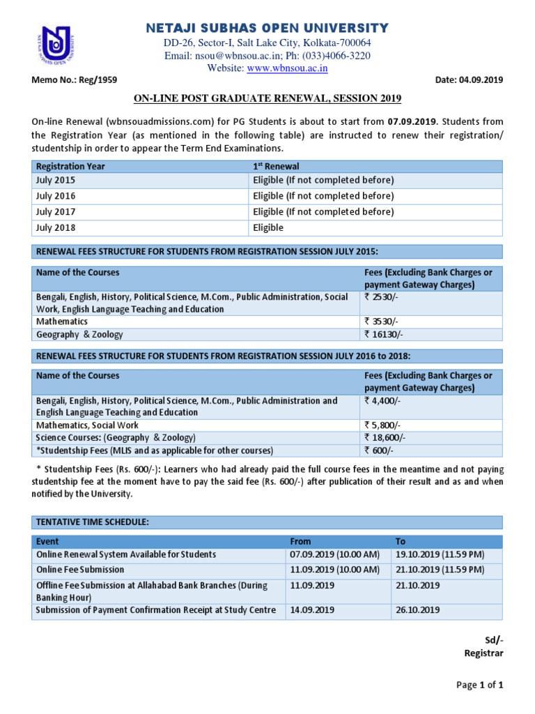 PG Renewal Notification PDF Learning