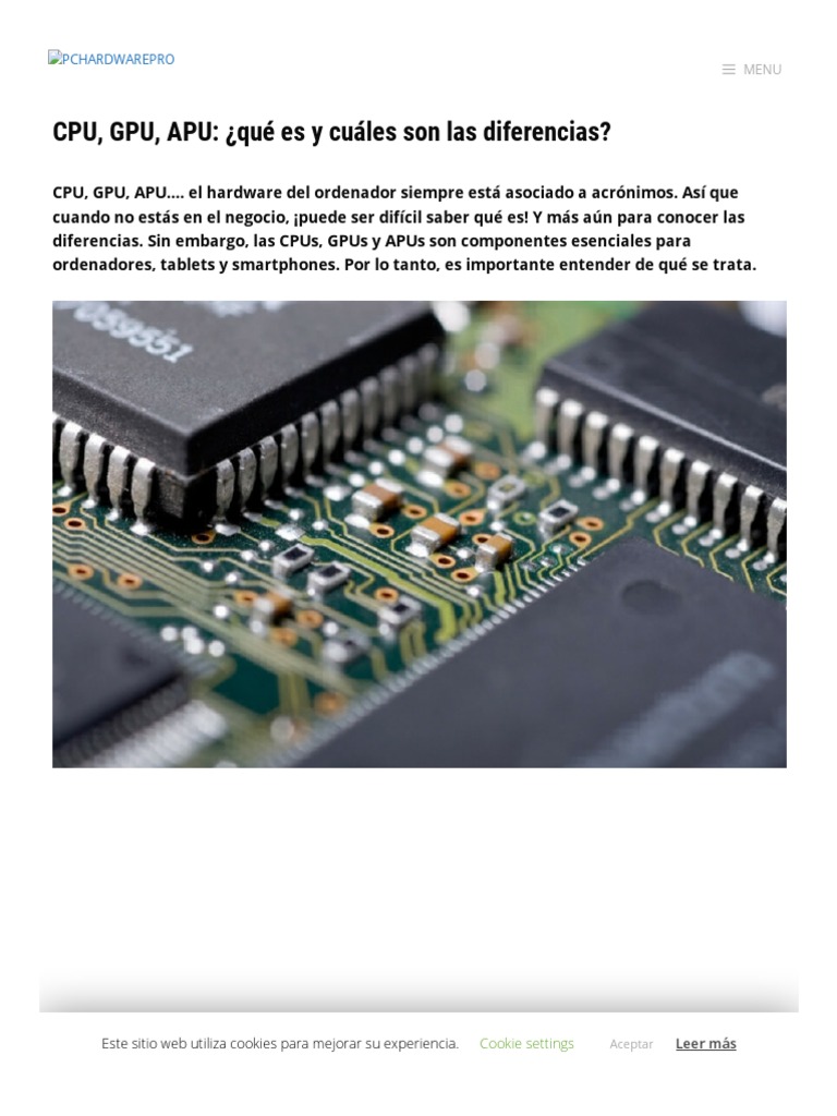 Diferencias entre CPU, GPU y APU | PDF | Unidad Central de ...