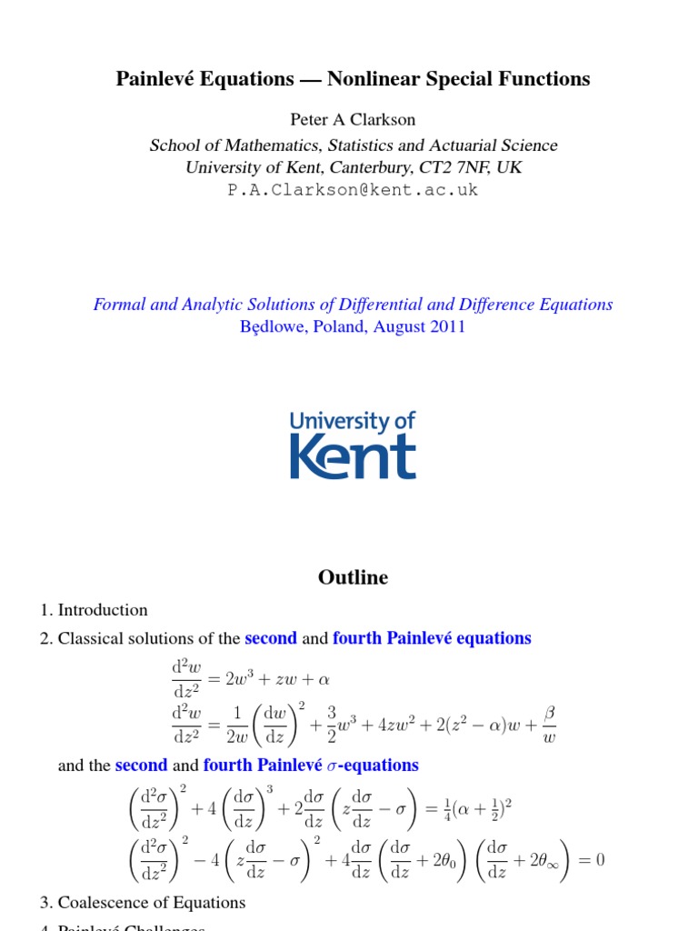 Painlevé Equations - Nonlinear Special Functions | PDF | Nonlinear ...