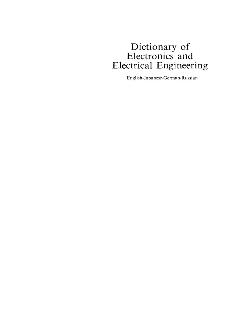 Seiichi Ishibashi (Auth.) - Dictionary of Electronics and Electrical  Engineering - English-Japanese-German-Russian-Springer US (1995) PDF, PDF, Grammatical Gender