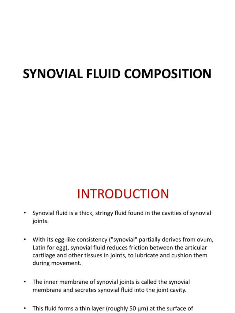 Lecture 4 Synovial Fluid Composition Pdf Gout Tissue Biology