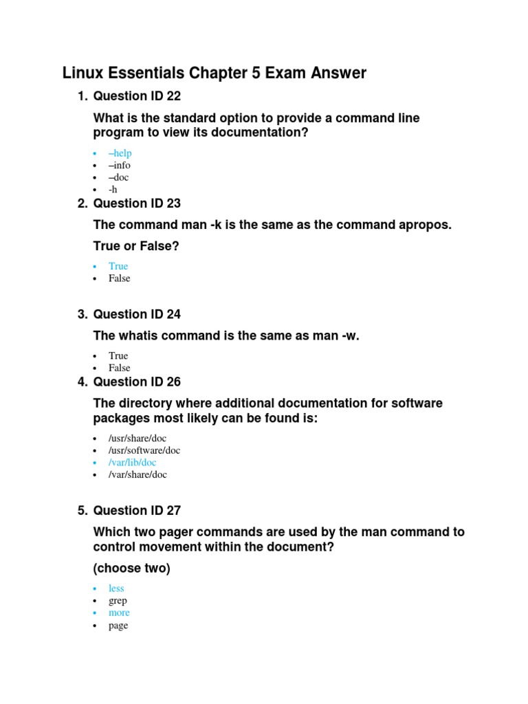 Linux Essentials Chapter 9 Exam