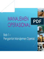 Manajemen Operasional Manajemen Operasional: Bab 1 - Pengantar Manajemen Operasi Bab 1 - Pengantar Manajemen Operasi