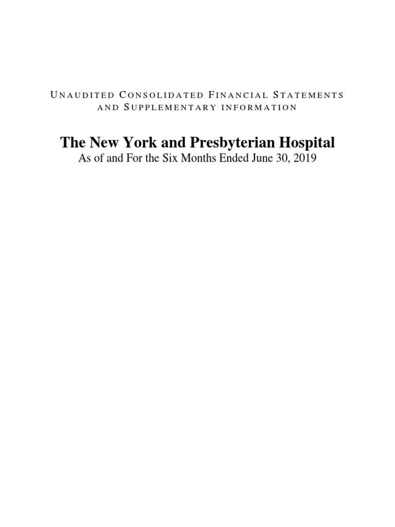 New YorkPresbyterian Q2 2019 Financial Statements PDF Securities
