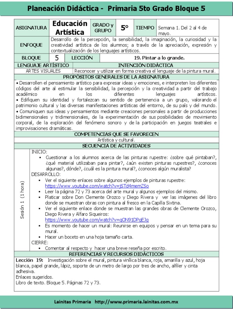 Plan 5to Grado Bloque 5 Educación Artística (20162017).doc Bailes