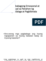 Mga Pagbabagong Emosyonal at Sosyal Sa Panahon NG