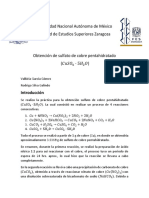 Obtención de sulfato de cobre pentahidratado (CuSO4⋅5H2O