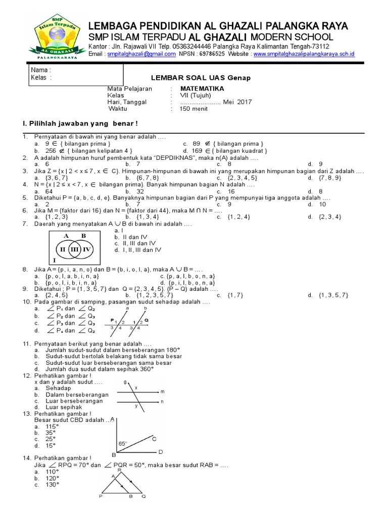 Soal Uas Kelas 7 Semester 2 Ktsp